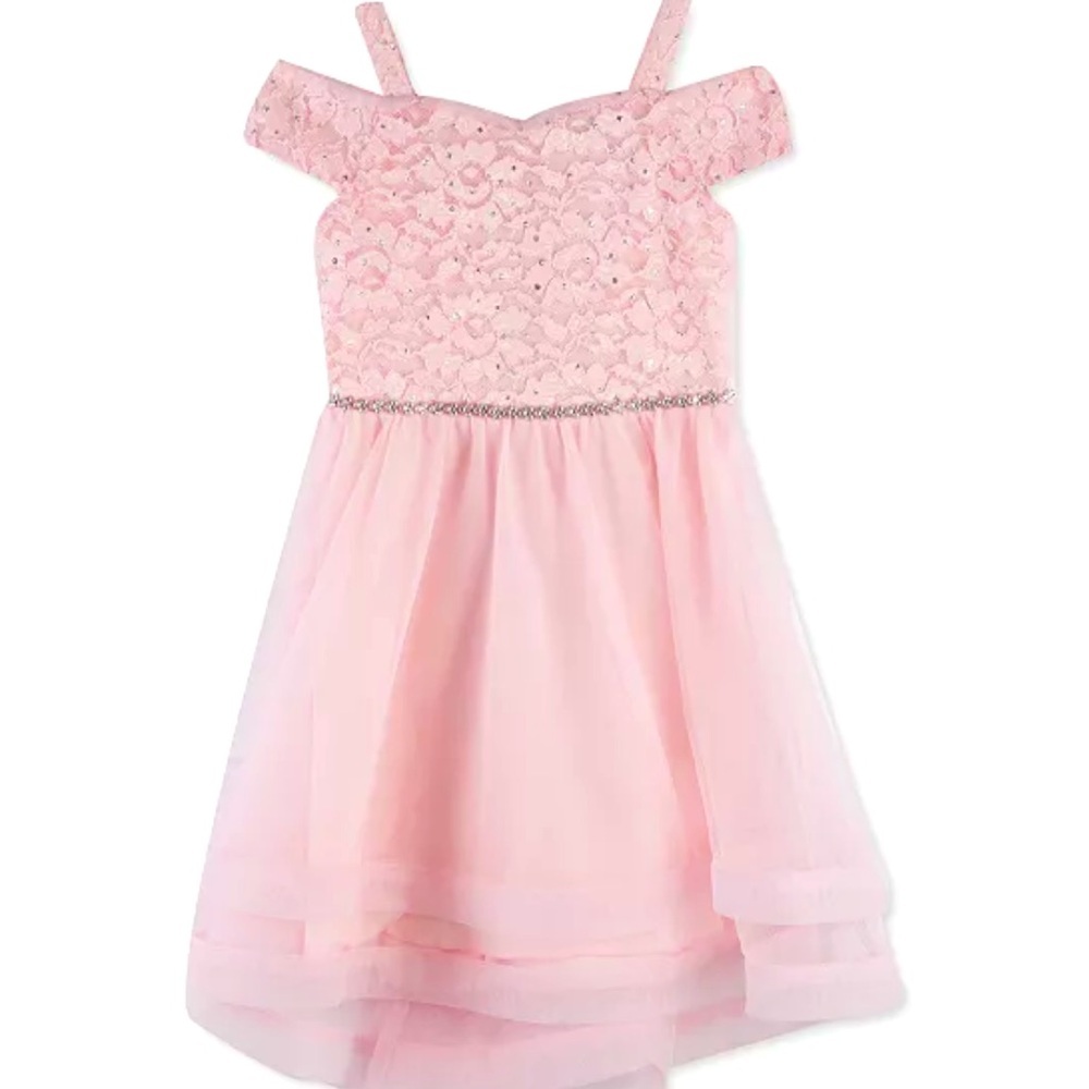 Elegant Pink Lace Kids Dress